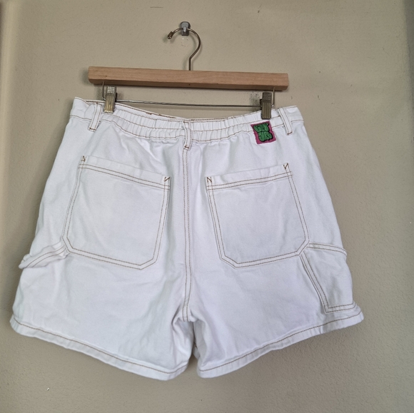 Empyre White Denim Dixie Cargo Shorts Contrast Trim Street Style - Picture 6 of 8